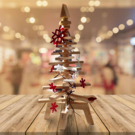 Mini Sapin de Noël Bois décoré